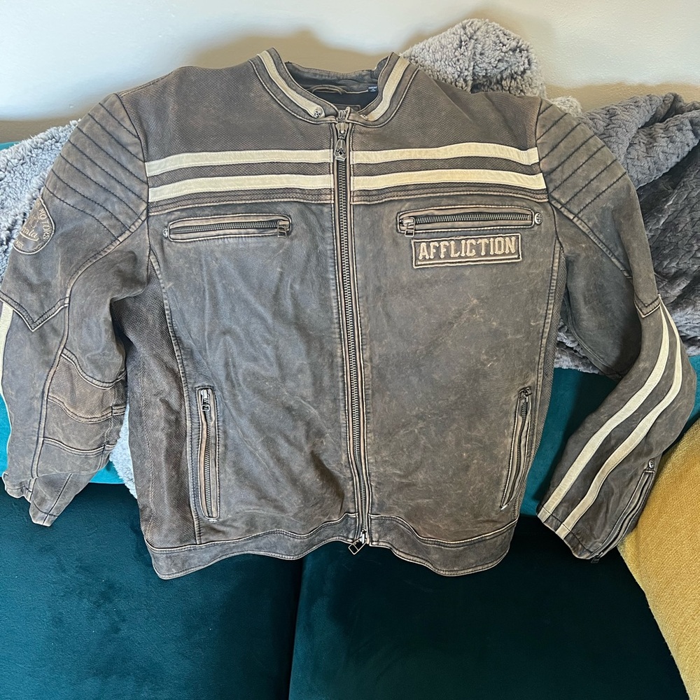 Affliction Leather Motorcycle Jacket XL - NWT